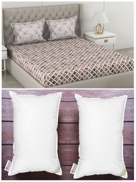 

BIANCA Set of 2 White Anti Stress Orthopedic Pillows & 210 TC Cotton King Bedsheet Set