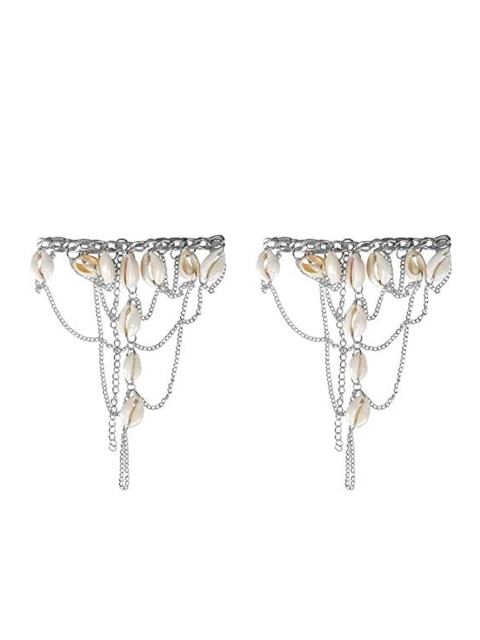 

FemNmas Women Set of 2 Silver-Toned Sea Shell Anklet