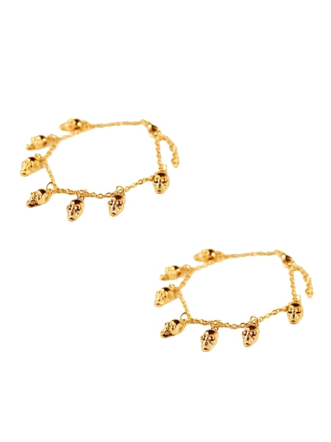 

FemNmas Women Gold-Toned Skull Textured Anklet