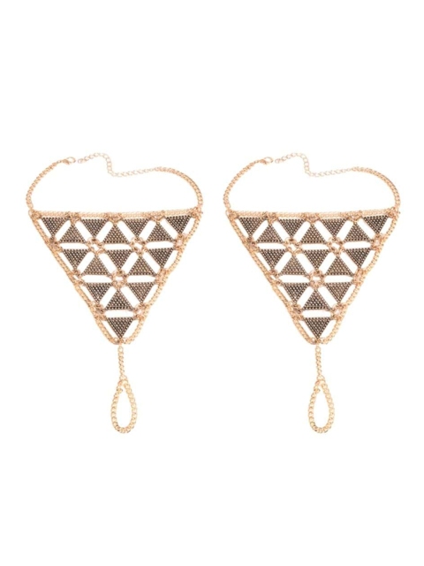 

FemNmas Women Beach Triangular Ring Anklet, Gold