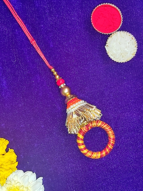 

CRAYTON Red & Orange Traditional Lumba Rakhi
