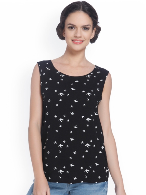 

ONLY Women Navy Printed Top, Navy blue