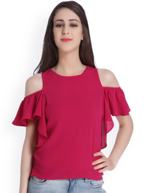 

ONLY Women Magenta Solid Top