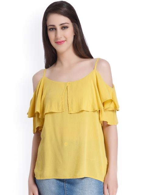 

ONLY Women Yellow Solid Top