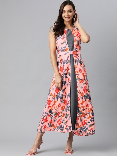 

Fashion FRICKS Pink & Red Floral Maxi Dress