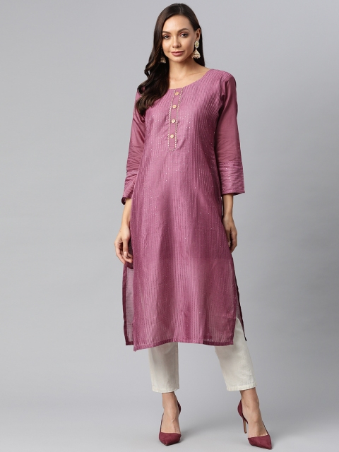 

Fashion FRICKS Women Purple Striped Kurta