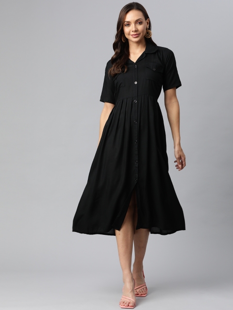 

Fashion FRICKS Black A-Line Midi Dress