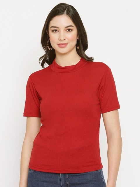

Miaz Lifestyle Womens Solid Red Top