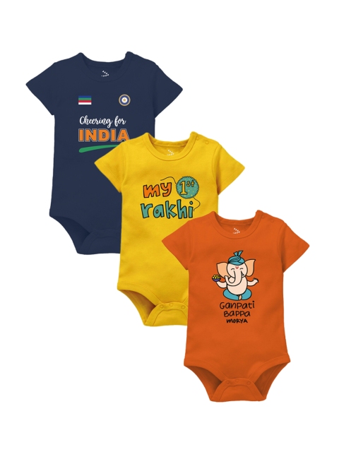

Zeezeezoo Kids Pack Of 3 Printed Cotton Bodysuit, Blue