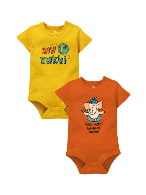 

Zeezeezoo Infant Pack Of 2 Printed Cotton Bodysuits, Yellow