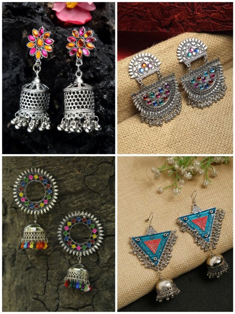 

NEUDIS Multicoloured Contemporary Jhumkas Earrings, Multi