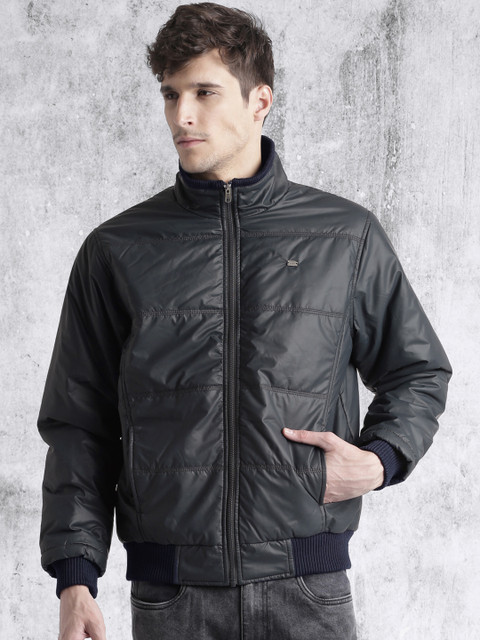 

Roadster Men Navy Blue Solid Jacket