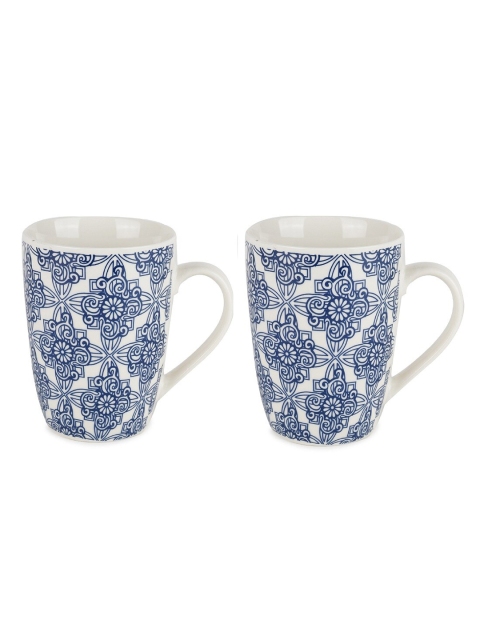 

ZEVORA Blue & White Handcrafted Printed Ceramic Glossy Mugs Set of 2 Mugs