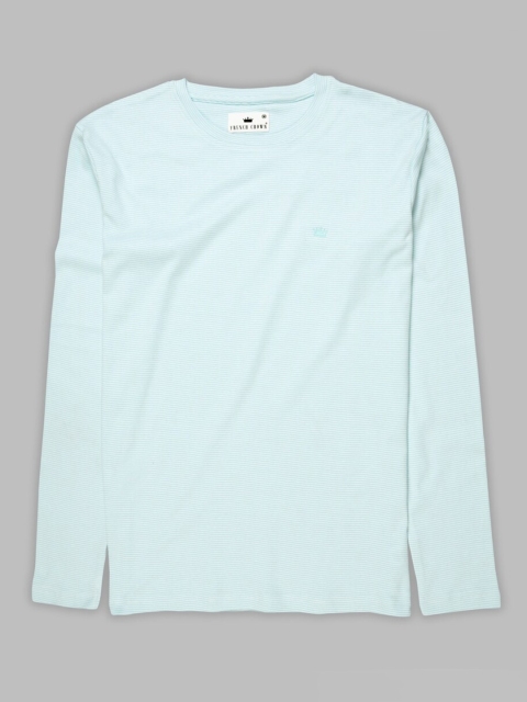 

FRENCH CROWN Men Blue & billowing sail V-Neck Applique T-shirt