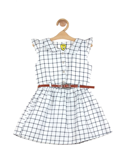 

Lil Lollipop White & light cyan Checked Dress