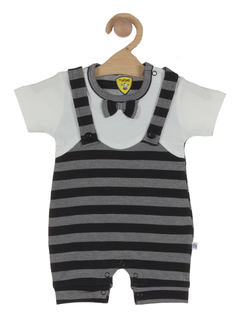 

Lil Lollipop Infants Black & White Striped Cotton Dungarees