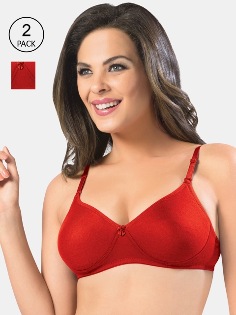 

Sonari Pack of 2 Red Solid Everyday Bras