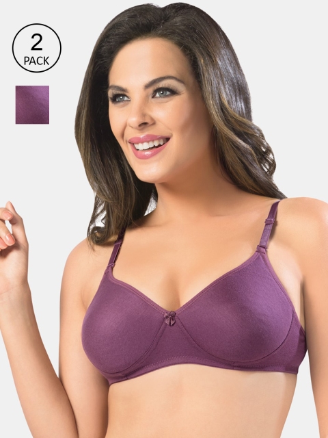 

Sonari Women Pack of 2 Wine double layered Bra, Purple