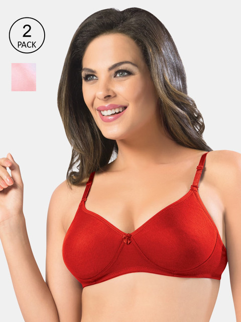

Sonari Red & Pink Pack of 2 Non Padded Non Wired Double Layered All Day Comfort Bra