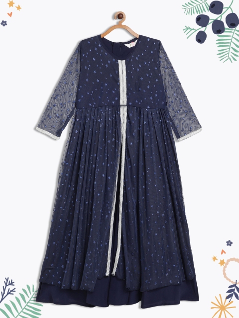 

Ahalyaa Navy Blue Crepe Maxi Dress