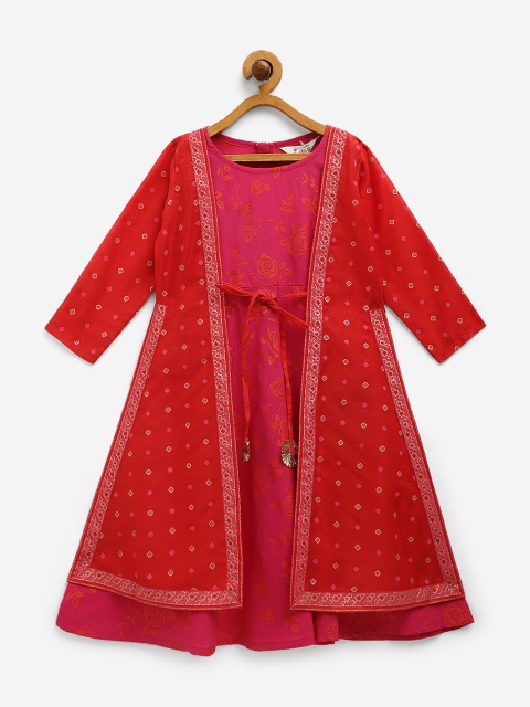 

Ahalyaa Pink Crepe A-Line Dress