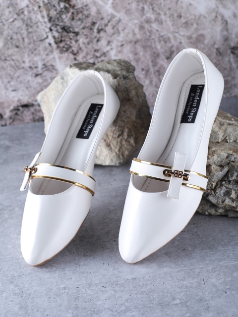 

LONDON STEPS Women White Bows Flats