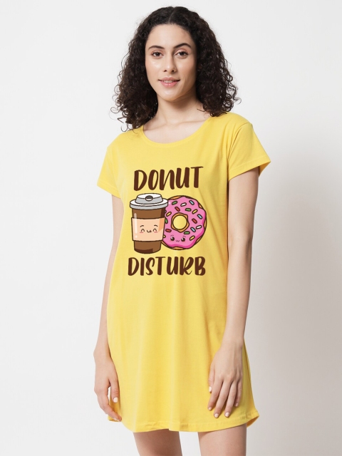 

FFLIRTYGO Yellow Printed Nightdress