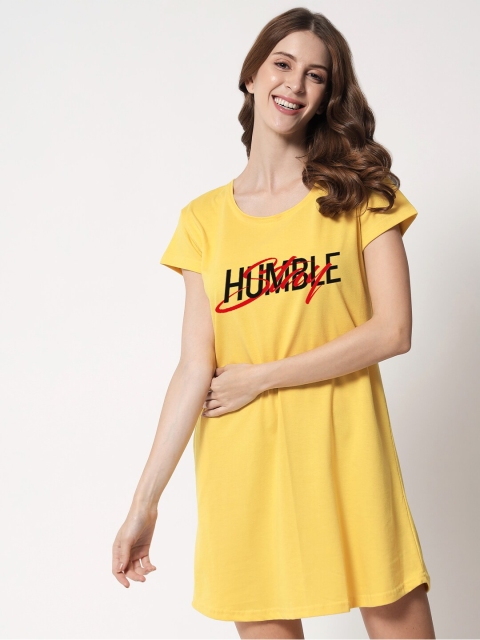 

FFLIRTYGO Yellow Printed Nightdress