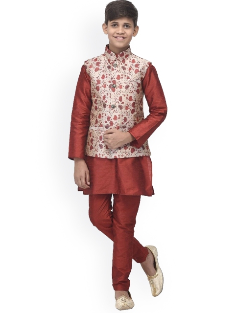 

Benstoke Boys Maroon KurtaChuridhar With Waistcoat