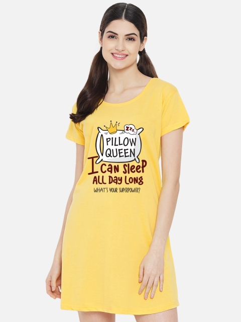 

FFLIRTYGO Yellow Printed Nightdress
