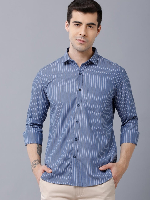 

YOVISH Men Blue Smart Slim Fit Striped Formal Shirt