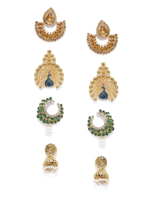 

Zaveri Pearls Set of 4 Gold-Plated Earrings