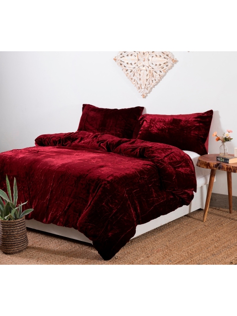 

HANDICRAFT PALACE Burgundy Solid Double Queen Size Duvet Cover With 2 Pillow Covers