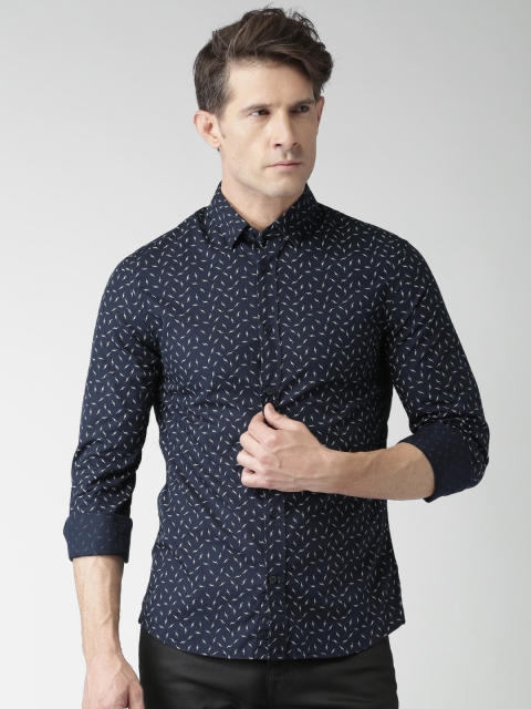 

Celio Men Navy & Beige Printed Casual Shirt, Navy blue