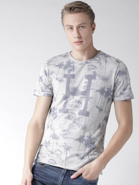 

Celio Men Grey Melange Printed Round Neck T-shirt