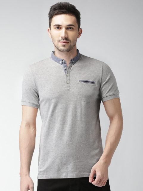 

Celio Men Grey Melange Solid Polo Collar T-shirt