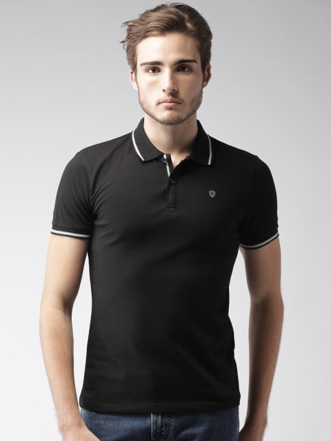 Celio Men Black Solid Polo T-shirt available at myntra for Rs.989