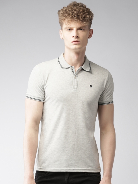 

Celio Men Grey Melange Solid Polo Collar T-shirt