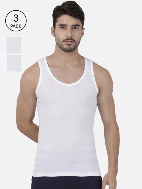 

one8 by Virat Kohli Men Pack Of 3 Solid Cotton Basic Innerwear Vests, White