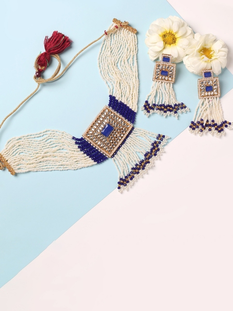 

MAD CLUB White & Gold Plated Beaded Jewellery Set