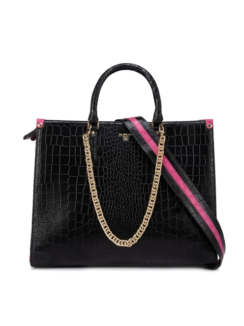 

Da Milano Black Textured Leather Shopper Handheld Bag