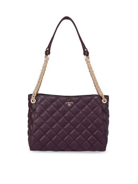 

Da Milano Burgundy Leather Structured Shoulder Bag with Quilted Detail