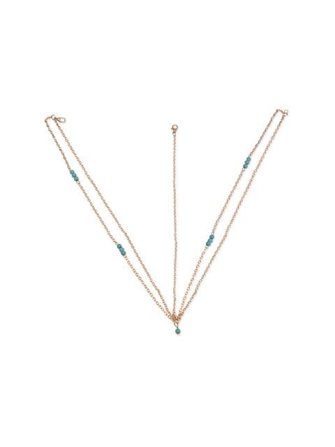 

FemNmas Gold-Plated & Blue Beaded Head Jewellery