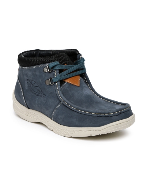

Red Chief Men Navy Blue Solid Leather Mid-Top Derbys