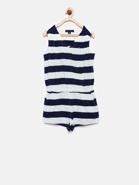 

Tommy Hilfiger Girls White & Navy Striped Playsuit