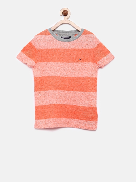 

Tommy Hilfiger Boys Orange Striped Round Neck T-shirt