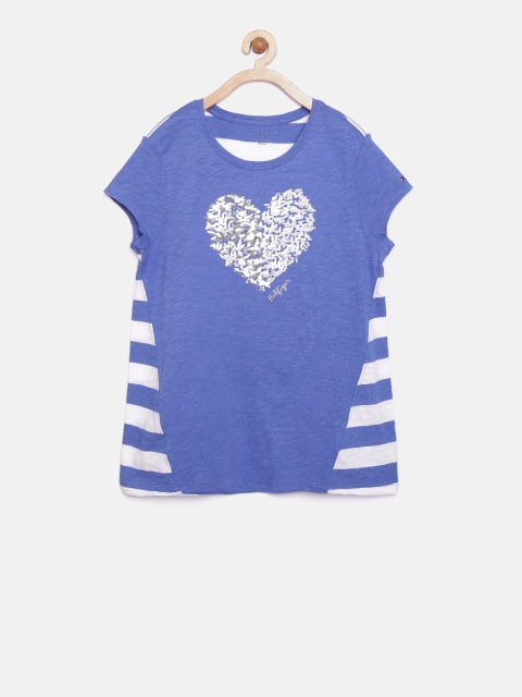 

Tommy Hilfiger Girls Blue Solid Round Neck T-shirt