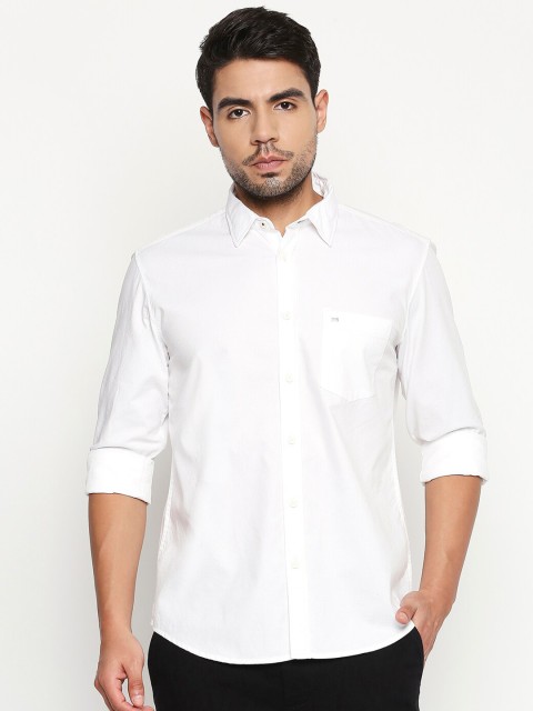 

Basics Men White Solid Slim Fit Casual Shirt