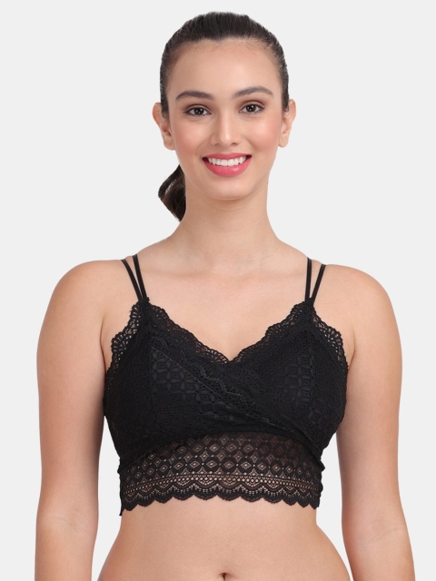 

Amour Secret Black Geometric Self Design Bralette Bra