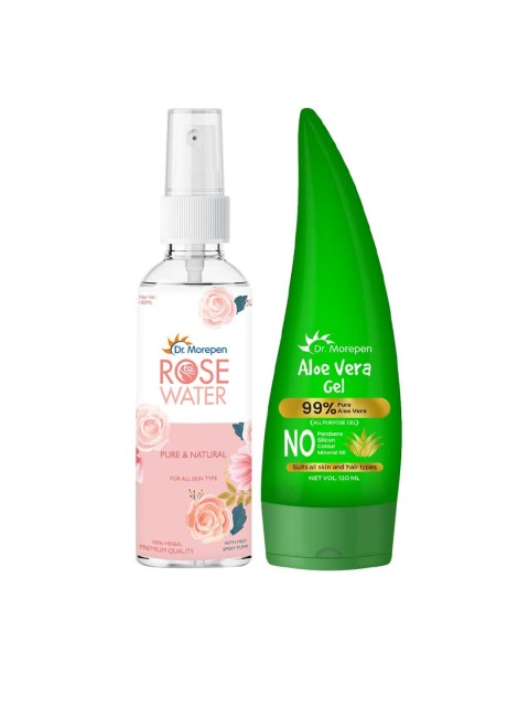 

Dr. Morepen Aloe Vera Gel+ Rose Water Spray Combo, Transparent